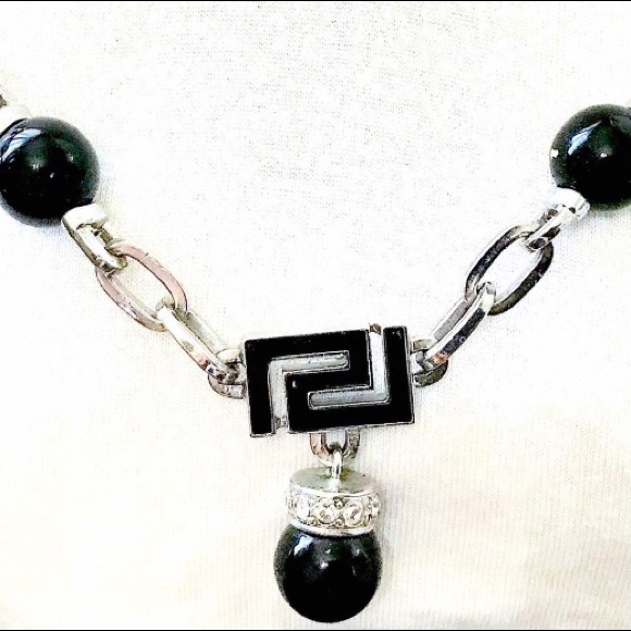 Versace Black & Rhodium Necklace w/Original box - Picture 5 of 6
